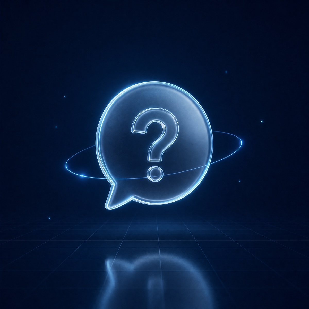 Glass speech bubble with a question mark
