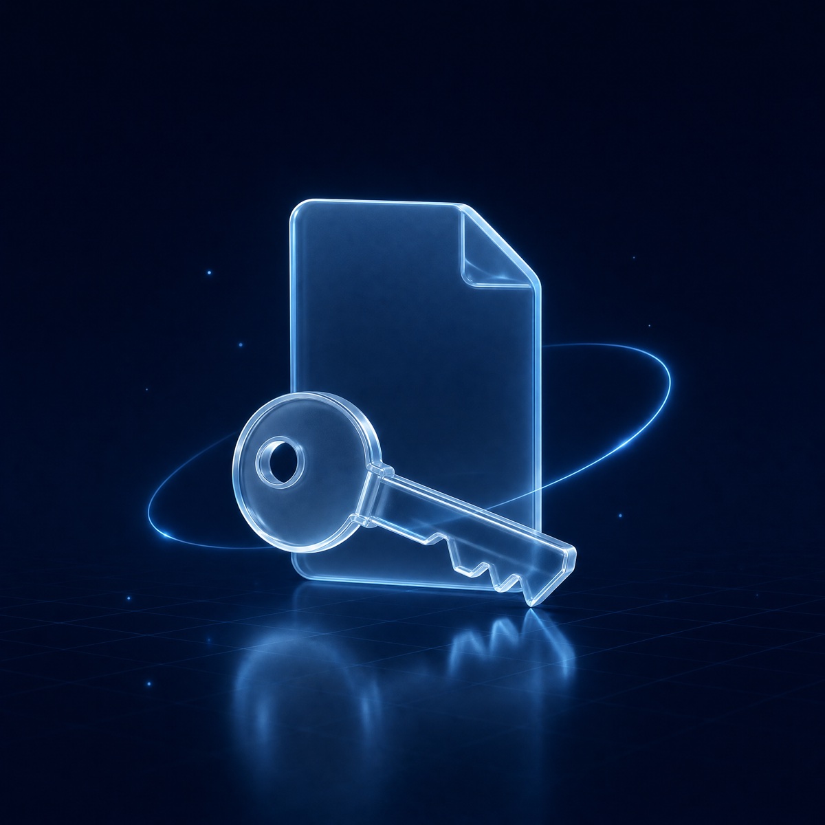 Glass key and document